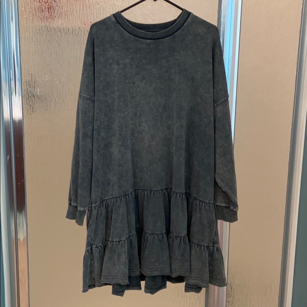 American Eagle Fleece Long Sleeve Tiered Dress